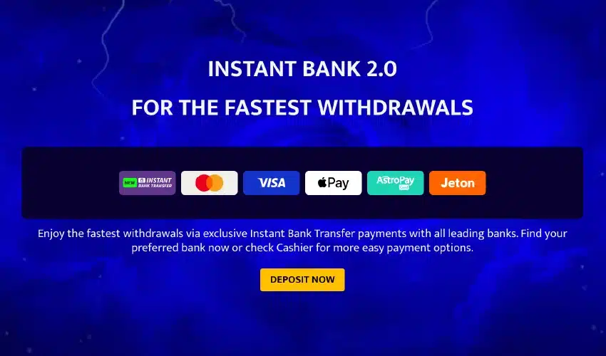 Slotcloud casino betalningsmetoder. Instant Bank 2.0
For the fastest withdrawals 
New Instant Bank Transfer, Visa, Pay, Astropay card, Jeton.
Enjoy the fastest withdrawals via exclusive Instant Bank Transfer payments with all the leading banks. Find your preferred bank now or check Cashier for more easy payment options. Deposit now. 