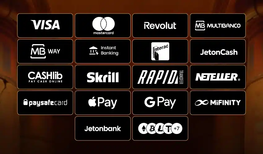 Horus casino betalningsmetoder. Visa, Mastercard, Revolut, MB Multibanco, MB Way, Instant Banking, Interac, JetonCash, Cashlib Pay cash online, Skrill, Rapid Transfer, Neteller, Paysafecard, Apple pay, Google pay, Mifinity, Jetonbank, Ethereum, Bitcoin, Litecoin, Tron +7. 